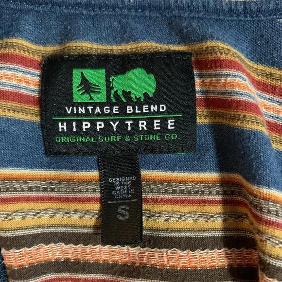 Hippy Tree Vintage Blend T-shirt Short Sleeve Shirt Blue Stripe Pocket Men's S - Picture 6 of 7